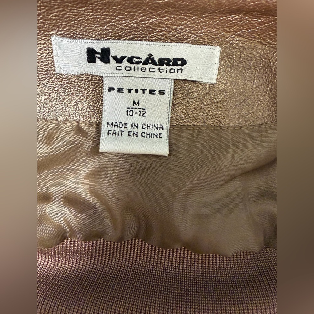 Nygard Collection Petites Brown Leather Panel Zip Jacket Size M (10–12) - Picture 5 of 12